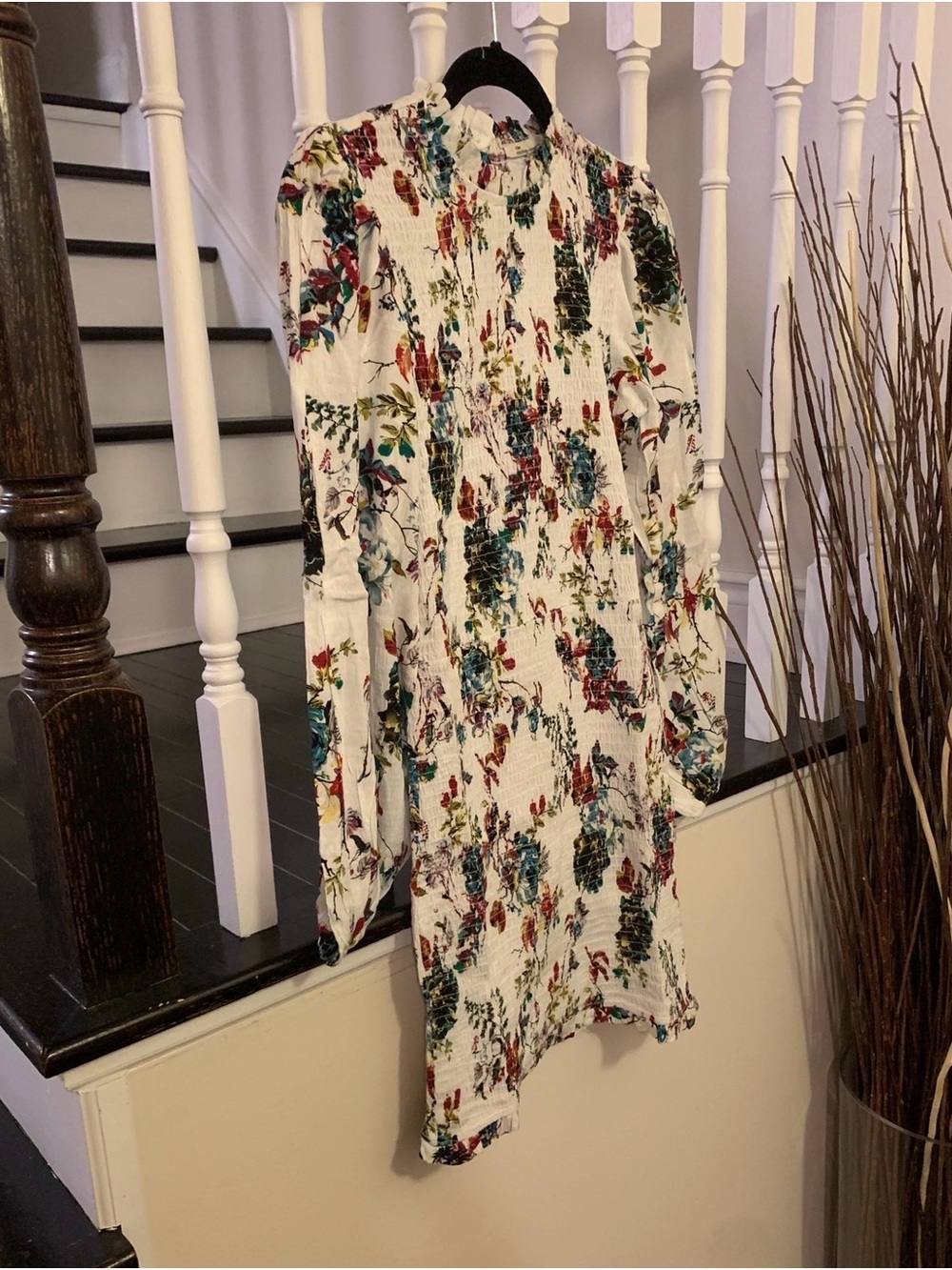 White Floral Long Sleeve Dress